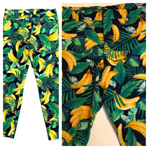 Sz 16 Old Navy Pixie Banana Palm & Lime Blue Bermuda Shorts - Picture 2 of 9